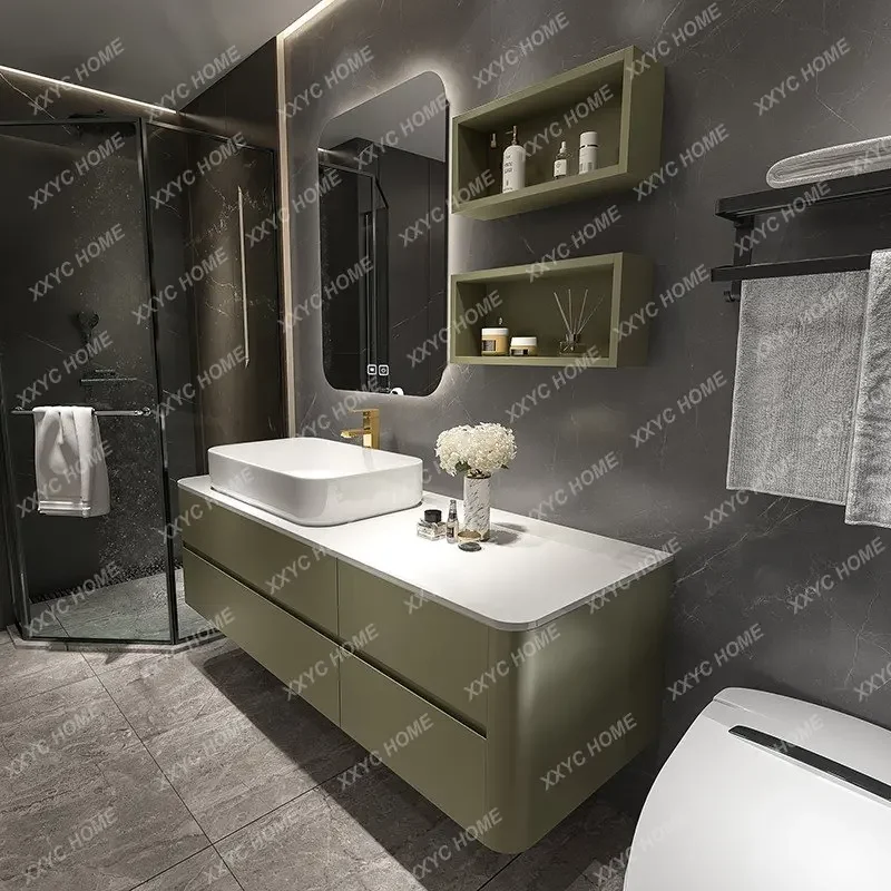 Whole Washbin Bathroom Oak Bathroom Cabinet Combination Wall-Mounted Simple Washbasin Sink Washstand