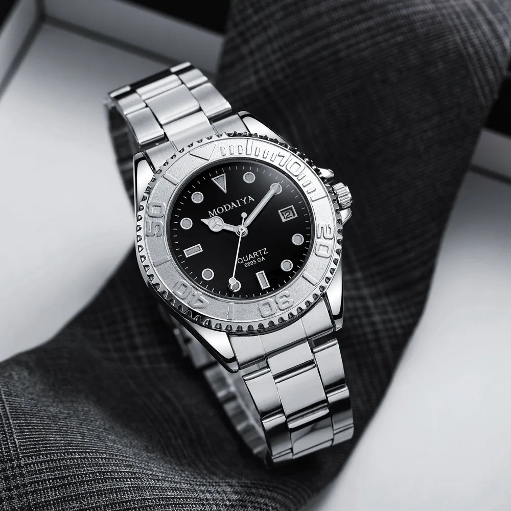 Stainless steel Calendar Men's Quartz Watches Fashion Top Luminous Three Eyes Design Military Sports Clock Gifts Wristwatches