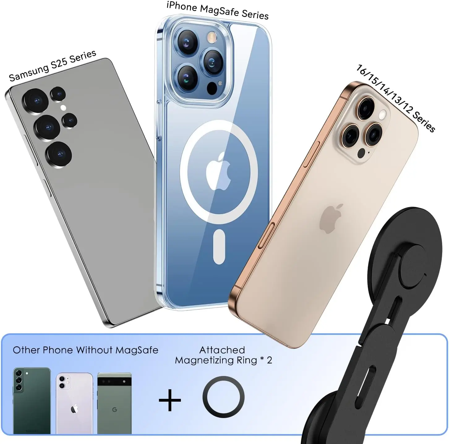 자석식 노트북 휴대폰 거치대, MagSafe 아이폰 시리즈와 호환되는 금속 휴대폰 홀더, 테슬라용 사이드 폰 홀더