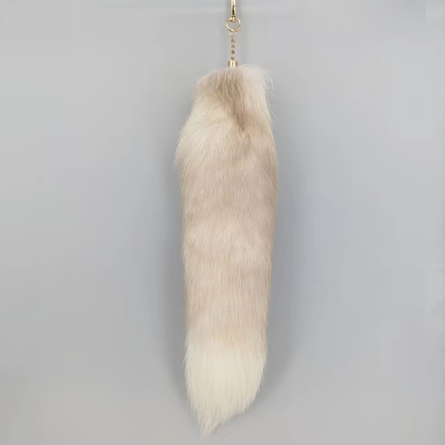 Luxurious Natural Fox Fur Tail Keychain - Chic Y2K Fashion Accessory, 40 cm