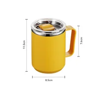 450ml Stainless Steel Heat Insulated Coffee Milk Mug Thermal Coffee Cup Double Wall  with Handle and Lid Travel Drinking Tumbler 2