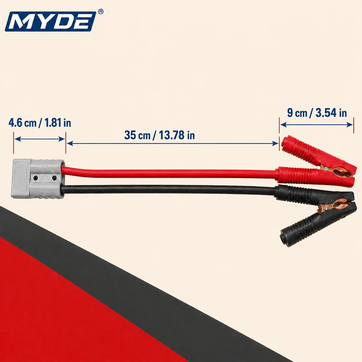Heavy-Duty Insulated Battery Alligator Clip Cable for Power Connections, 40cm