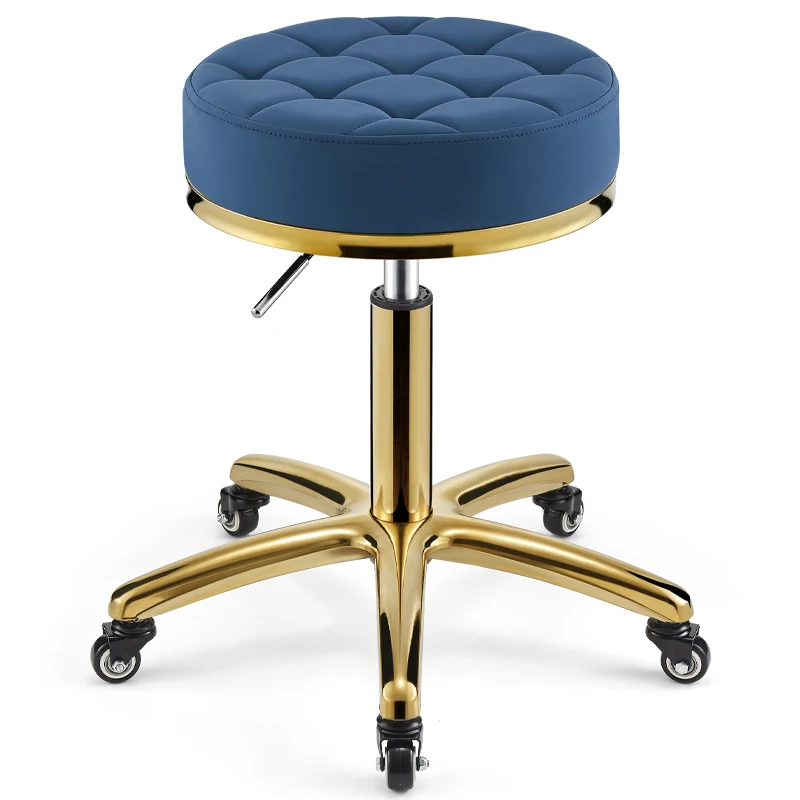 Beauty Stool Barber Shop Chair Rotating Lifting Round Golden Stool