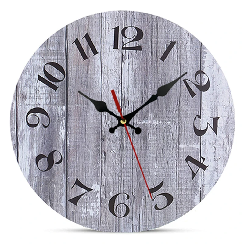 Wood Grain Vintage Roman Numeral Wall Clock 10inch Tuscan Style Quartz Wall Clock Living Room Bedroom Wall Decoration Clock 