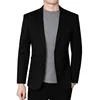 Blazer Fashion Business Handsome Gentleman Korean Version of British Style Casual Slim Solid Color Wedding Work Woolen Blazer 1
