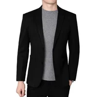 Blazer Fashion Business Handsome Gentleman Korean Version of British Style Casual Slim Solid Color Wedding Work Woolen Blazer 1