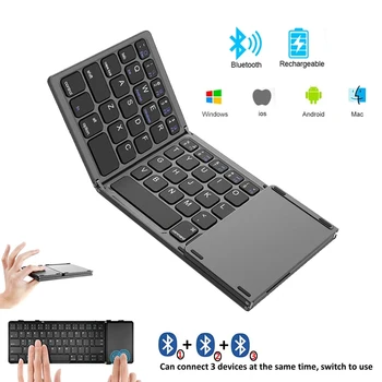 Mini Keyboard Wireless Folding Keyboard Bluetooth Foldable Keyboard With Touchpad for Windows Android iPad Phone Rechargeable 1