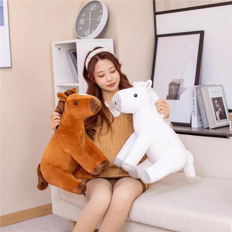 New 60/80cm Sitting Horse Plush Toy Soft Cute Animal Pillow Doll Children Girl Birthday Year Gift Home Decoration |