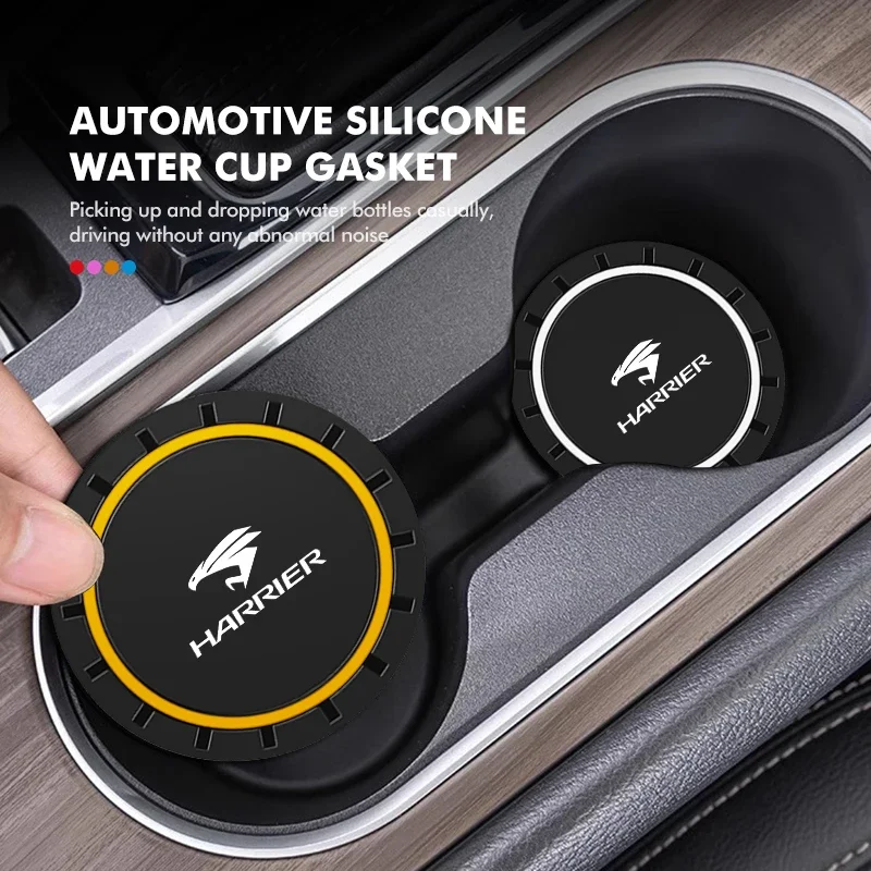 2pcs Car Anti-Slip Pad Coaster Silicone Water Cup Holder Mat for Toyota Harrier 80 30 60 XU30 XU60 Venza