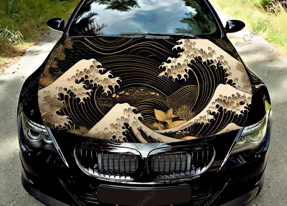 

Японские цветочные мотивы и краны, виниловые наклейки на капот автомобиля, виниловая пленка, наклейки на крышку двигателя, автомобильные аксессуары