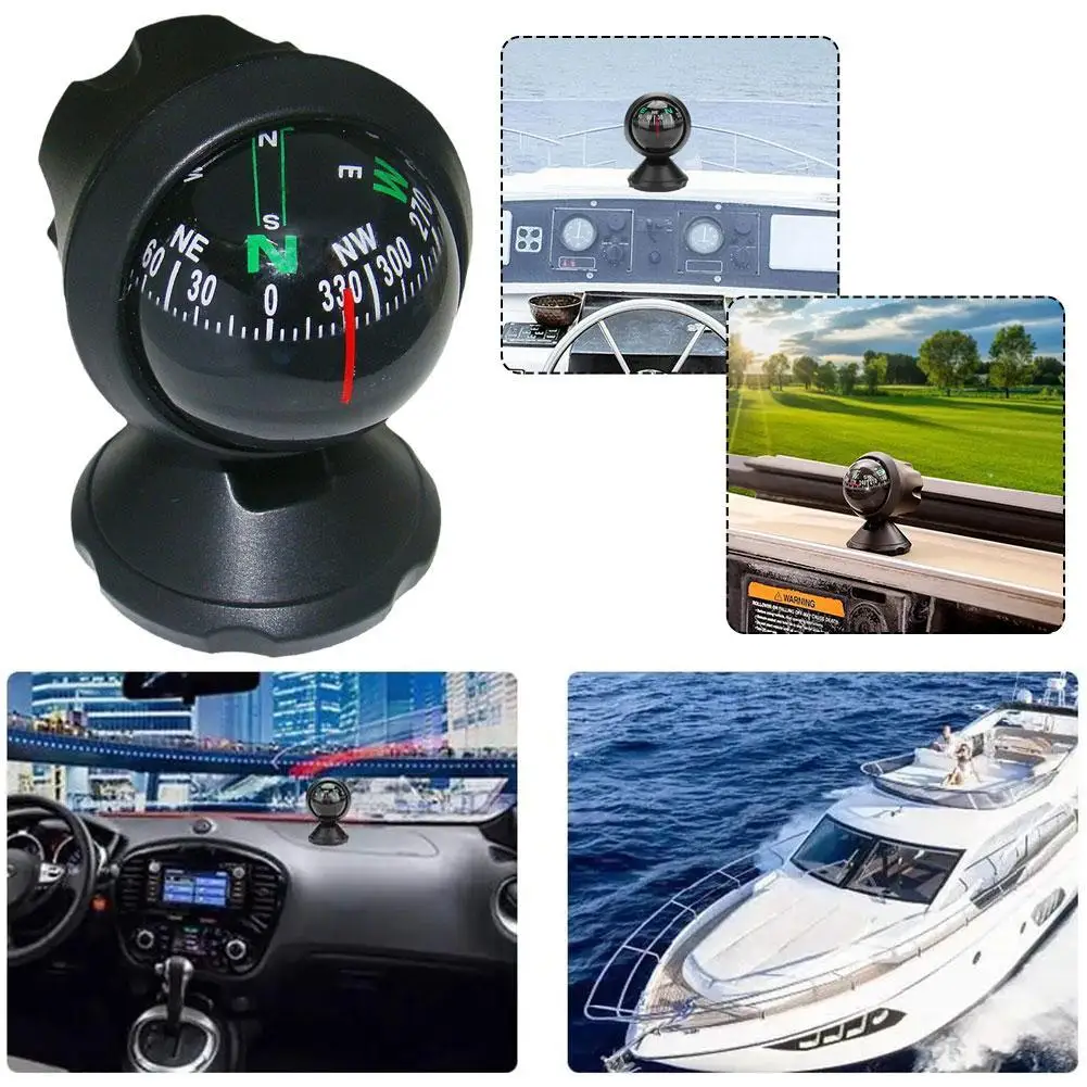 Automotive Portable ABS Dashboard Compass - Adjustable Angle Interior Accessory
