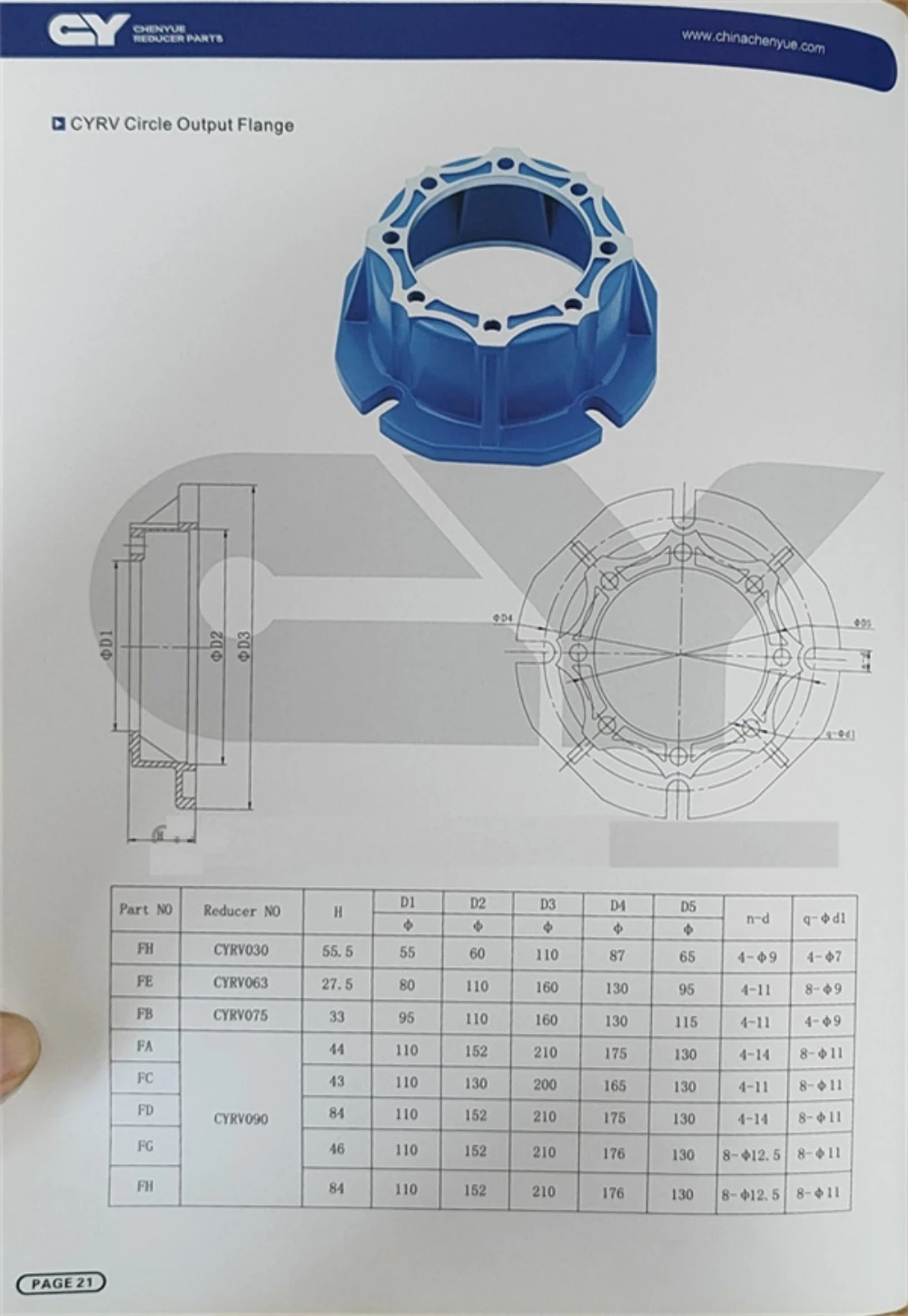 CHENYUE Output Flange FA FB FC FD FE for Worm Gearbox Worm Gear Reducer NMRV050 NMRV50 RV50 RV050