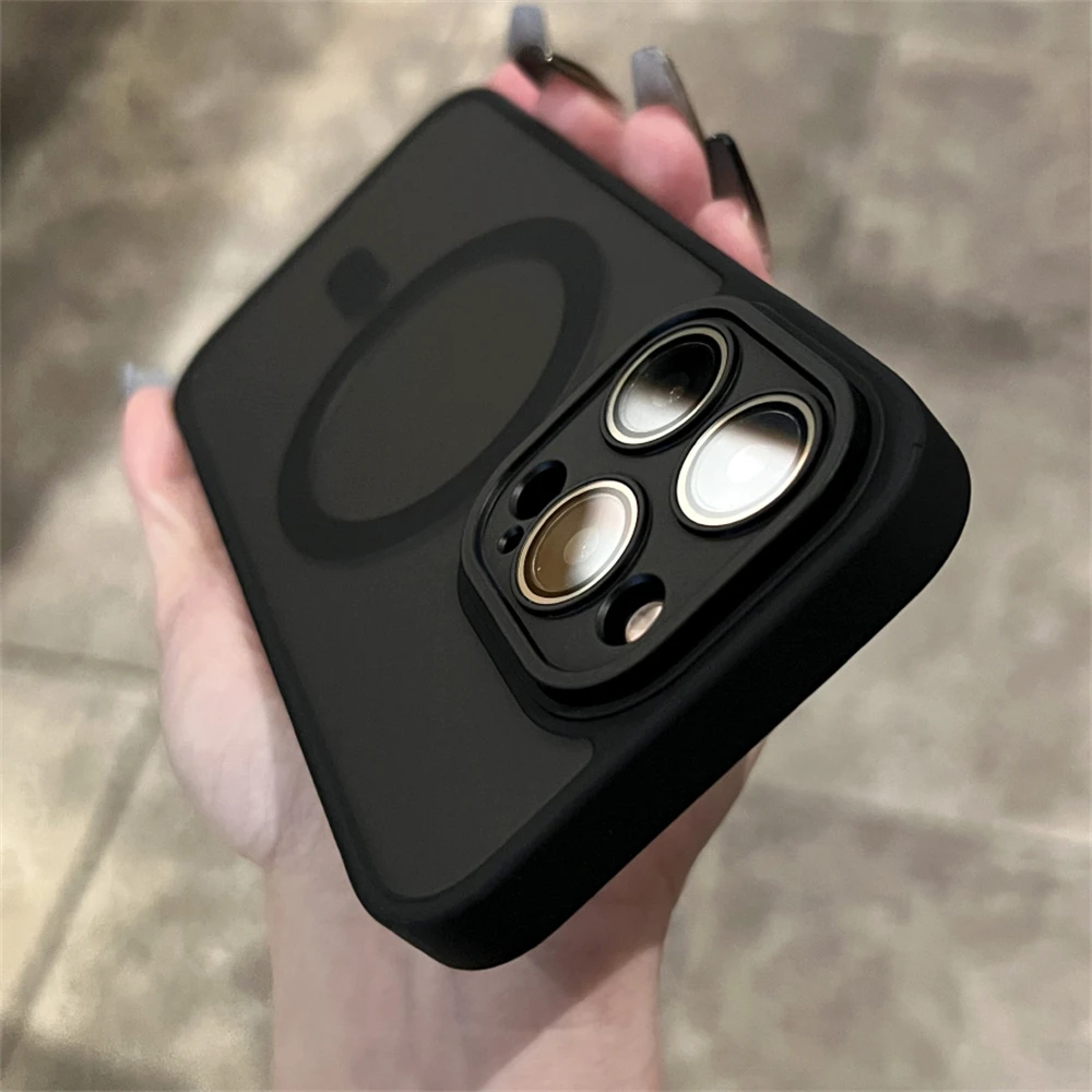 Matte Magnetic Phone Case with Wireless Charge and Camera Protector Bumper Cover