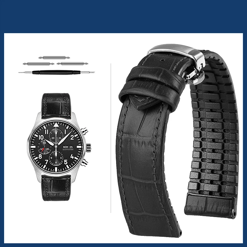 Premium Cowhide Leather Watch Strap with Butterfly Buckle - Various Sizes