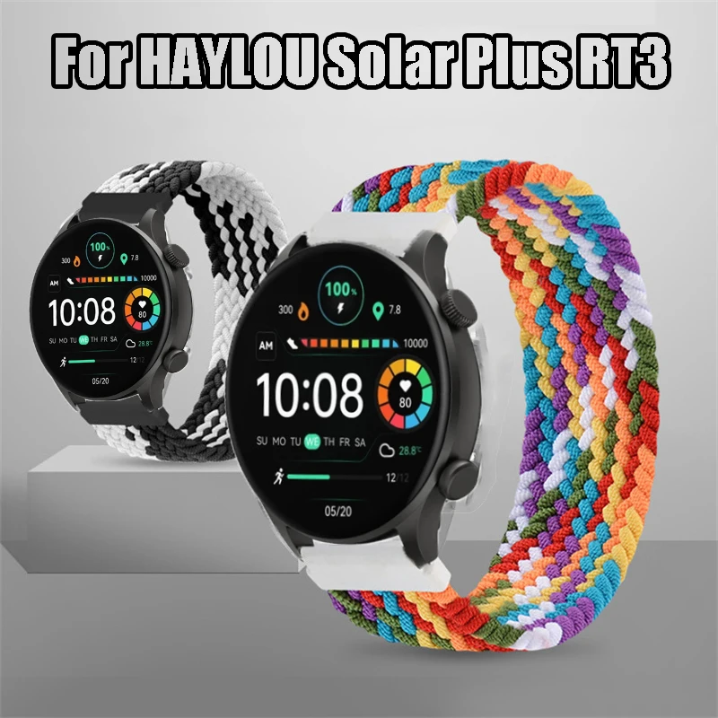 Braided Solo Loop Strap, 22mm Stretchable Elastic Woven Bracelet Band Replacement