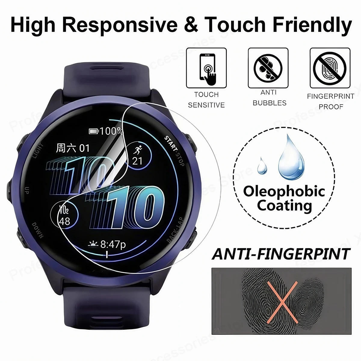 Garmin Forerunner 970 용 1-10Pcs 하이드로 겔 필름 화면 보호기 안티 스크래치 보호 커버 Forerunner 970 시계 액세서리