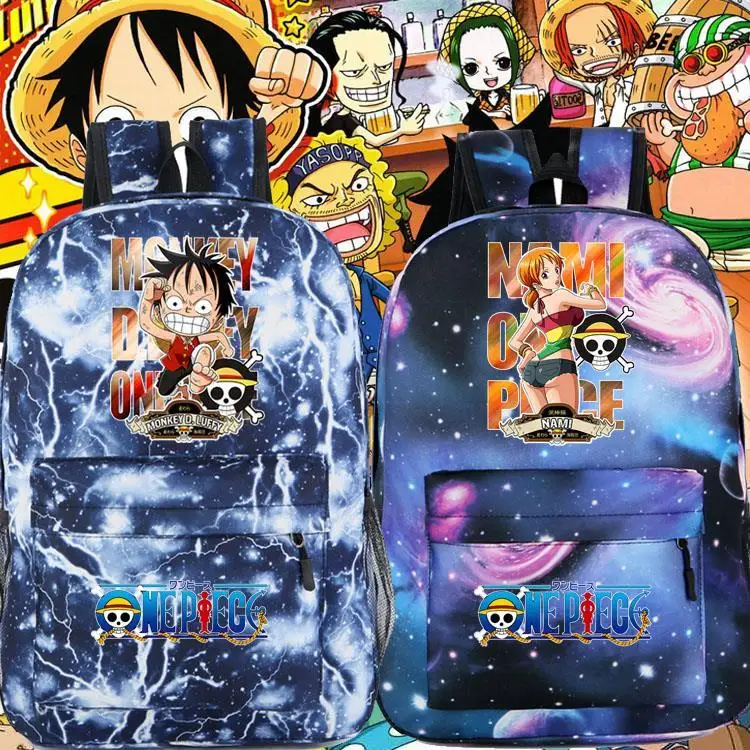 

Luffy School Bag Nami Anime One Piece Primary School Sports Cartoon Backpack Backpack Canvas Printing Computer Bag