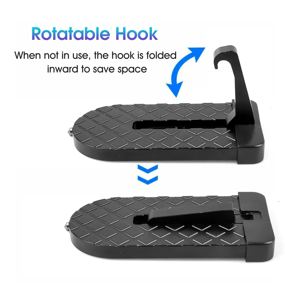 Foldable Aluminum Car Door Step with Multifunction Safety Hammer