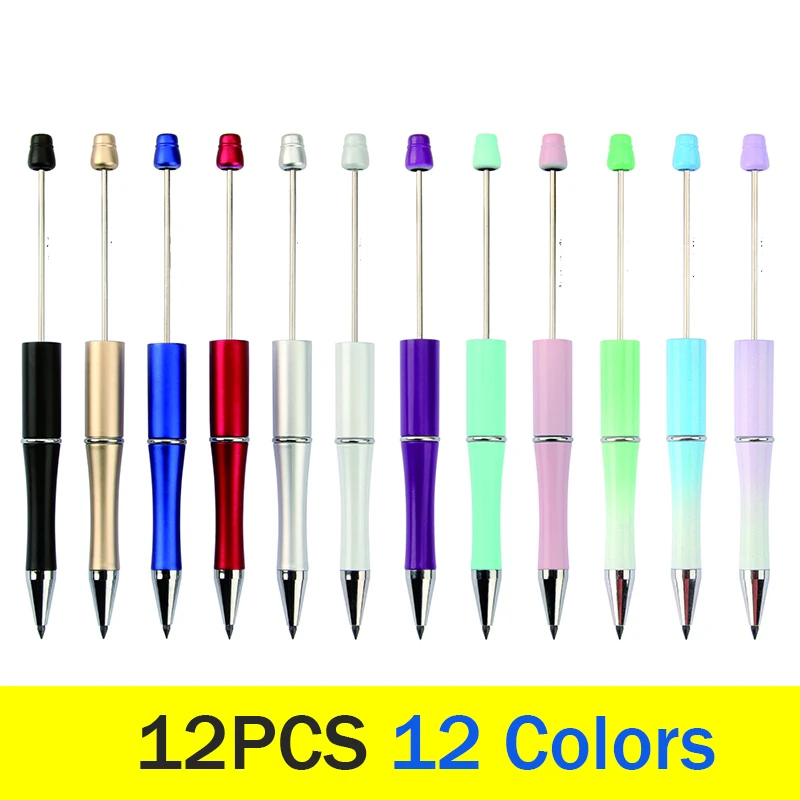 

12Pcs Beadable Pencil Inkless Pencil Plastic Bead Everlasting Pencil Infinity Reusable Pencil for Writing Drawing