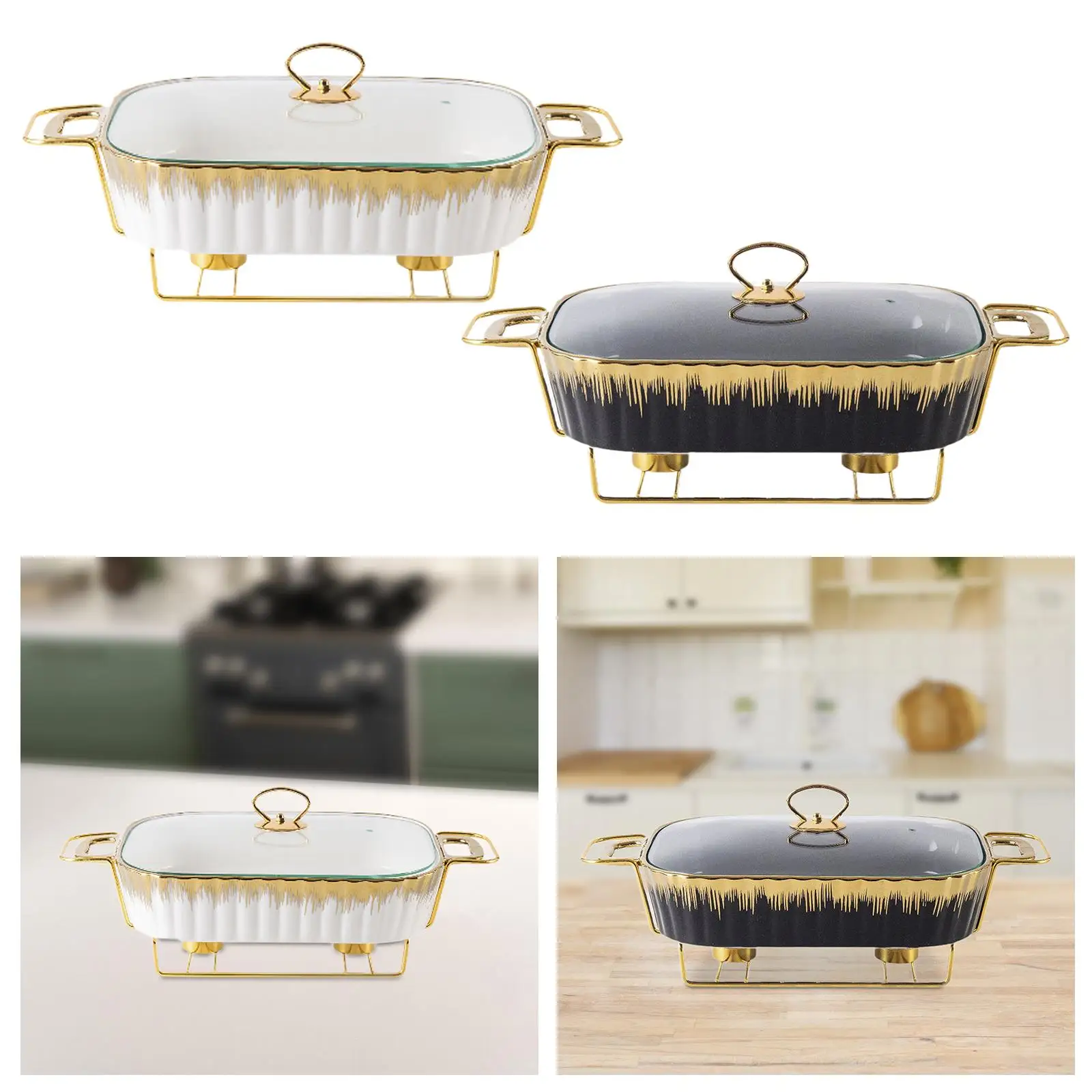 Chafing Dish Food Plate Food Tray Clear Lid Transparent Cover Buffet Dish Tray for Picnic Banquet Entertaining Wedding Parties