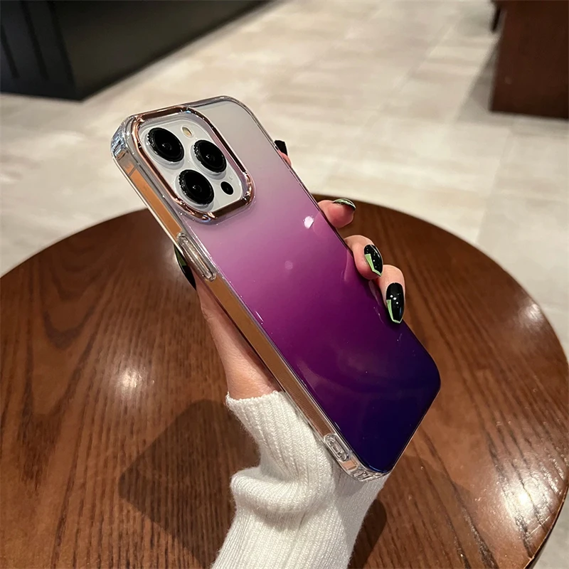 Luxury Gradient Glitter Bing Purple Phone Case - Transparent Shockproof Cover