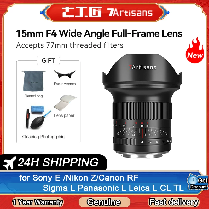 7 Artigiani 7 Artigiani 15Mm F4 Full-Frame Obiettivo Super Grandangolare Per Nikon Z Z50 Leica Sigma L Sl Sony E Fx3 Canon Rf Eos-R Eos-R5