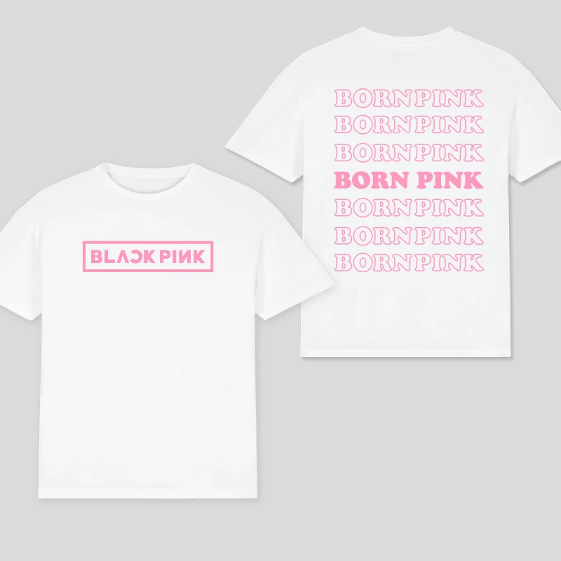 100% Cotton T Shirt Men Women T-shirt Black Print Pink Kpop Short Sleeve Casual Oversized Girl Tee Fashion Big Size Clothing 4
