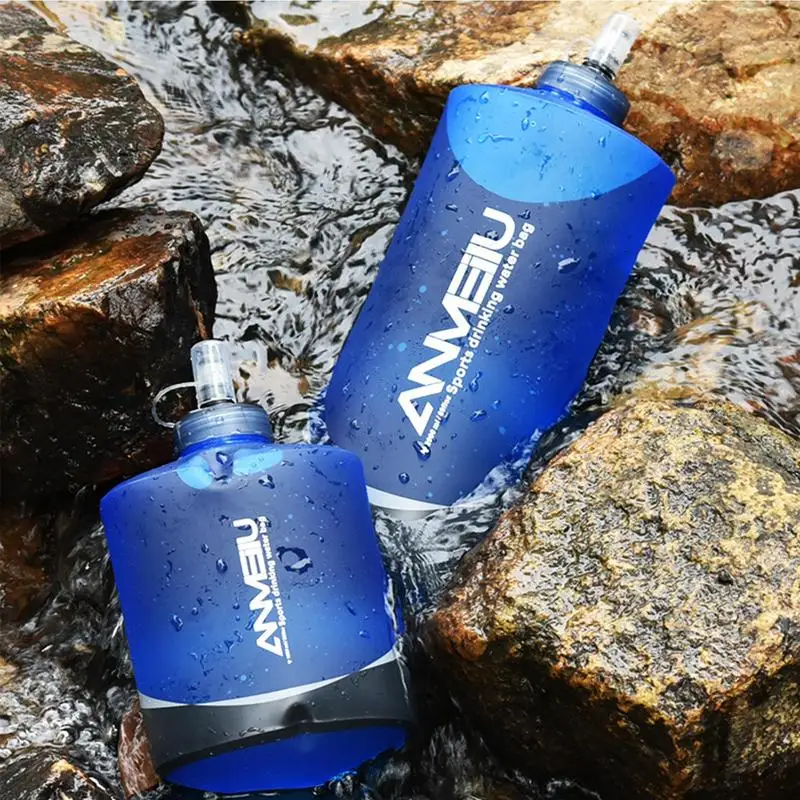 Water Bottle Folding Soft Flask Sport Water Bottle Bag Collapsible Running Camping Hiking 1000 2000ML