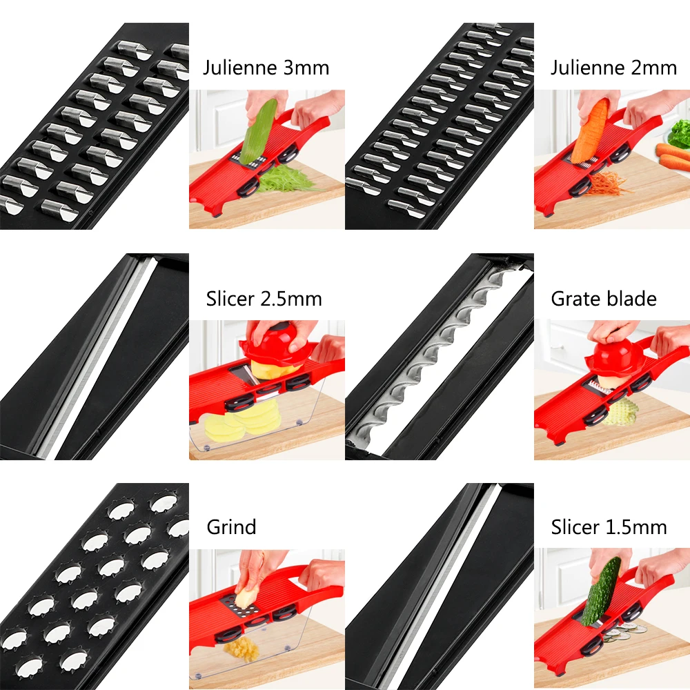 Fruit Slicer Vegetable Slicer Fruit Cutter Cooking Tool Sets Kitchen Gadget 6 Blades Slicer Mandoline Multi-function
