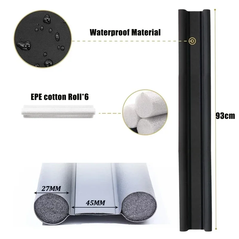 Waterproof Door Bottom Sealing Strip - 93cm Draught Excluder & Soundproof Noise Protector