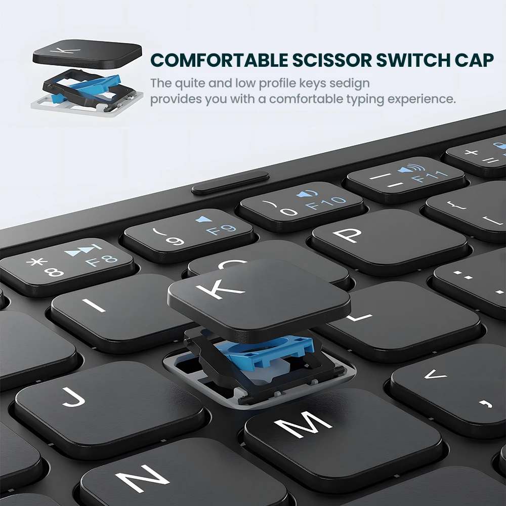 AVATTO-Teclado Bluetooth Portátil com Touchpad Dobrável para