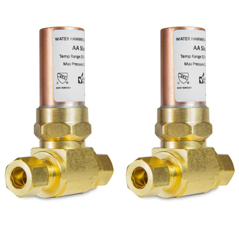 

Three-Way Water Hammer Eliminator, 3/8 Inch OD X 3/8 Inch OD Female Threaded For Faucets, Dishwasher Connections Easy To Use