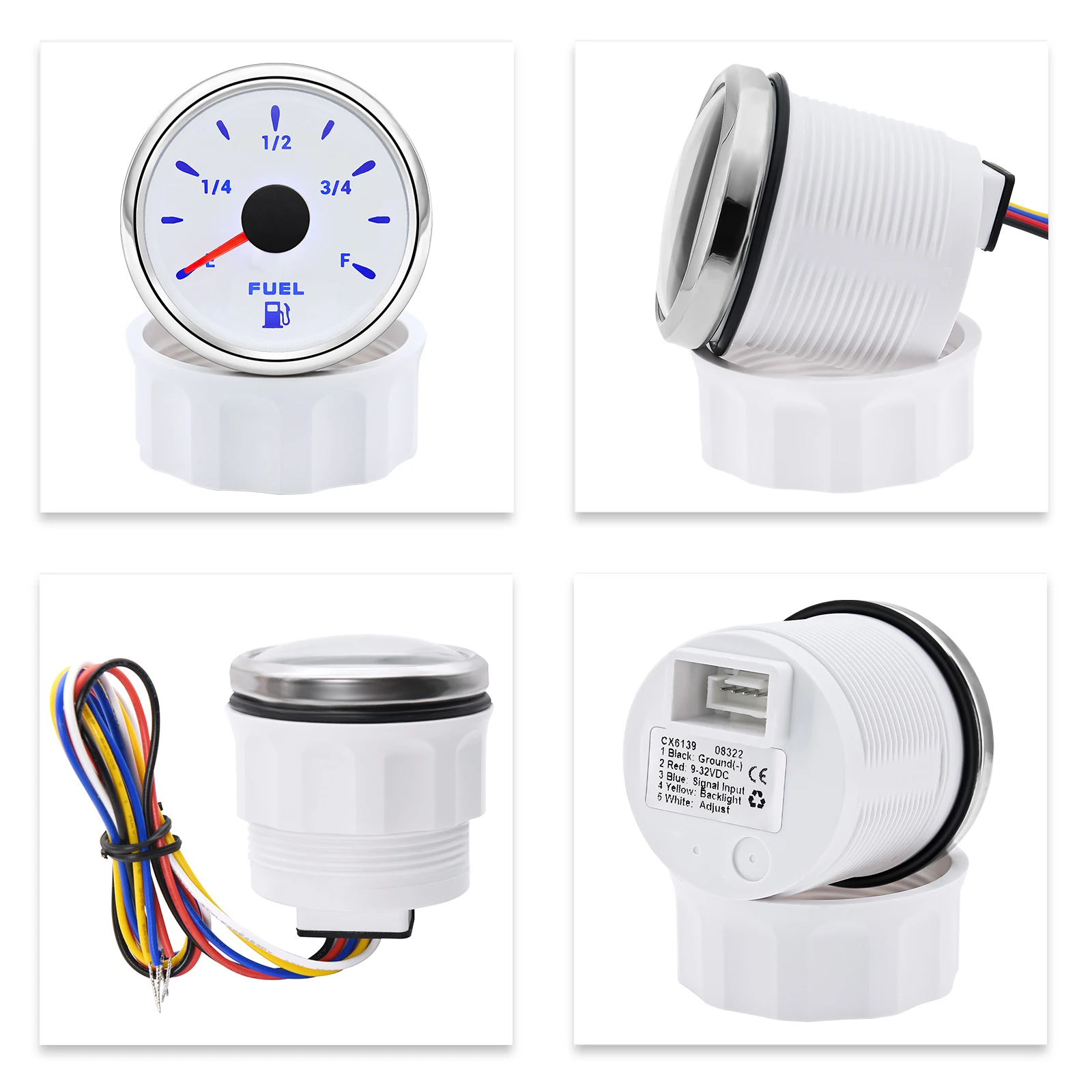 Jauge Numérique Niveau Carburant 1K-10KΩ LED Rouge/Bleu – 12V/24V Voiture & Bateau