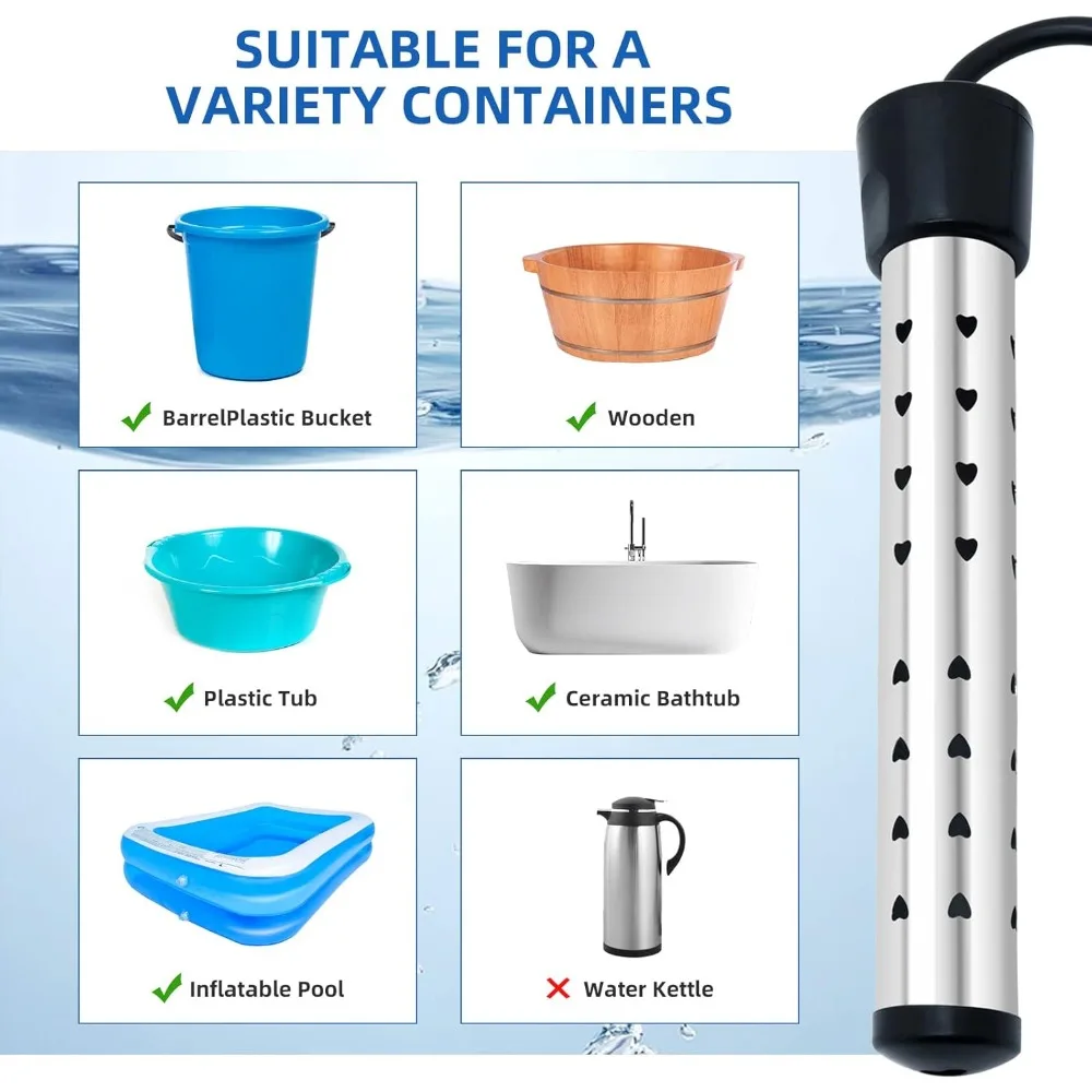 TLXT-- 1500W Portable Water Heater with LCD Thermometer Mini swimming pool suitable for family travel and camping