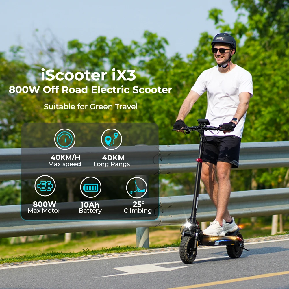 Iscooter ix3 Elektro roller faltbare App leistungs starke 800 w40km/h 10ah 10 Zoll Vakuum Offroad Reifen Elektro roller für Erwachsene