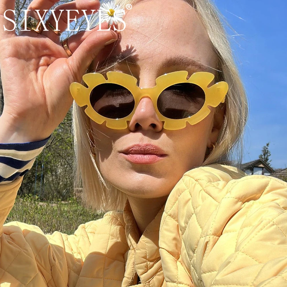 Lunettes de soleil ChimSun Flower pour femmes, Jelly Document, Shades Cat Eye, Marque de luxe, Designer, Lunettes de soleil pour filles, Nouveau