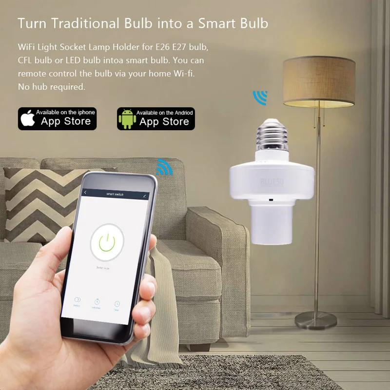 Tuya WiFi Smart Lamp Socket Zigbee Light Holder Adapter On Off Timing Countdown