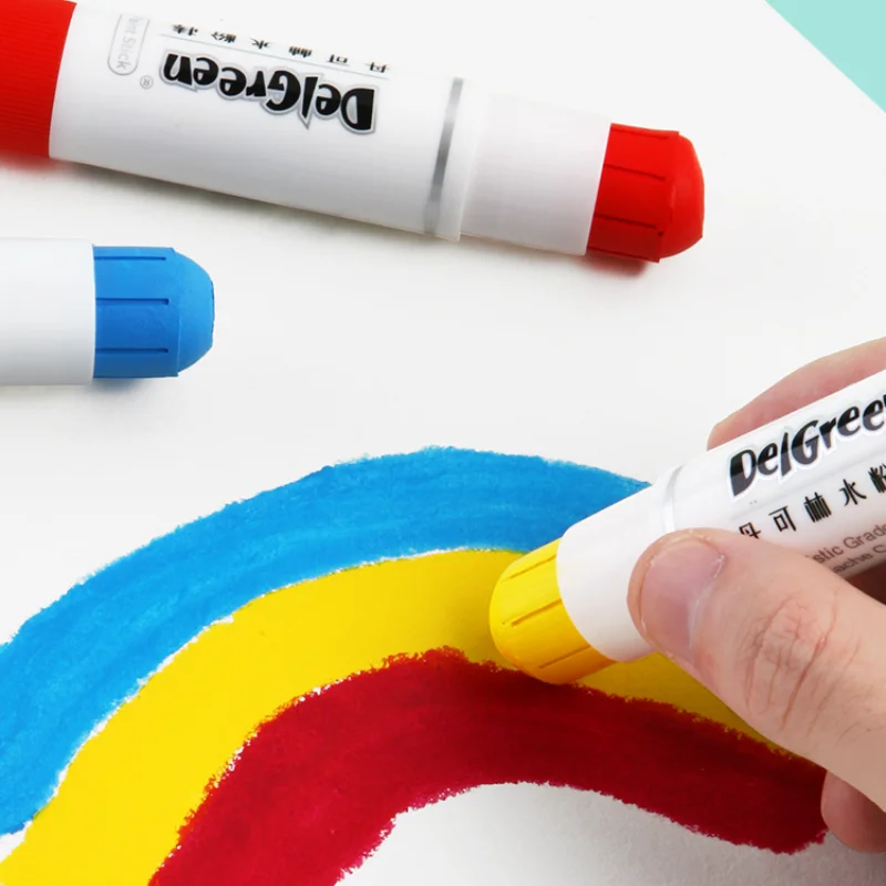 Profession Solid Gouache Stick Basic/Macaron Pastels Crayons Painting Kids Drawing Art Supplies Non-Toxic Wax Crayon DELGREEN 2