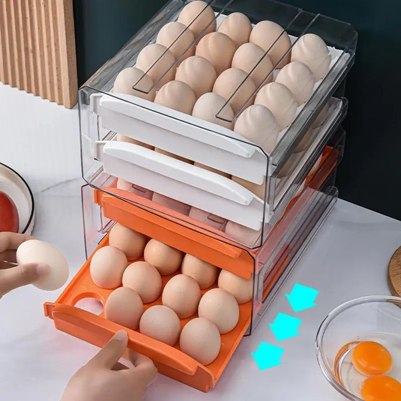 

Fridge Egg Holder Plastic Box With Lid Storage Egg Storage Container Drawer Type Durable Refrigerator Egg Storage Organizer