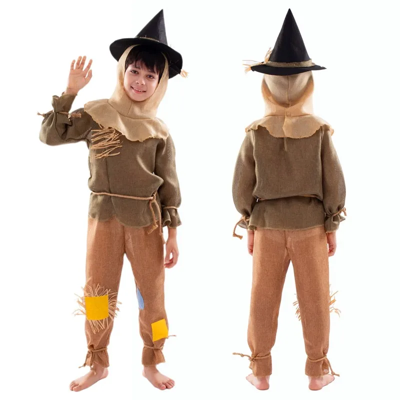 

Мальчики Девочки Хэллоуин Scarecrow соломенная шляпа комплект косплей вечерние сценический костюм для представлений