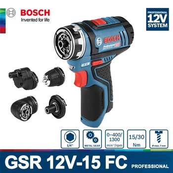 보쉬 무선 드릴 전동 스크루드라이버, GSR 12V-15 FC 충전식 리튬 배터리 핸드 드릴 드라이버 전원 12V 베어 도구