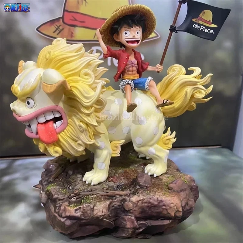 

Anime One Piece 23cm Luffy Figure Gk Lion Riding Straw Hat Road Flying Red/yellow Box Handmade Ornaments Decoration Model G