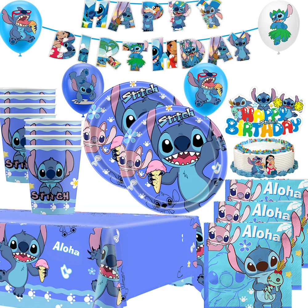 Disney Lilo and Stitch Birthday Party Decoration Kids Disposable Tableware  Plate Cup for Kids Baby Girl