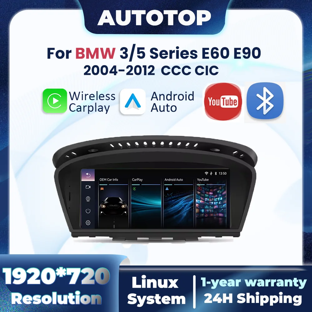 Lecteur multimédia automobile sans fil CarPlay Android Auto 8,8 pouces pour BMW Série 3 5 E60 E61 E63 E64 E90 E91 E92 E93 CCC CIC Mask GPS BT 1 Lecteur multimédia automobile sans fil CarPlay Android Auto 8,8 pouces pour BMW Série 3 5 E60 E61 E63 E64 E90 E91 E92 E93 CCC CIC Mask GPS BT 1