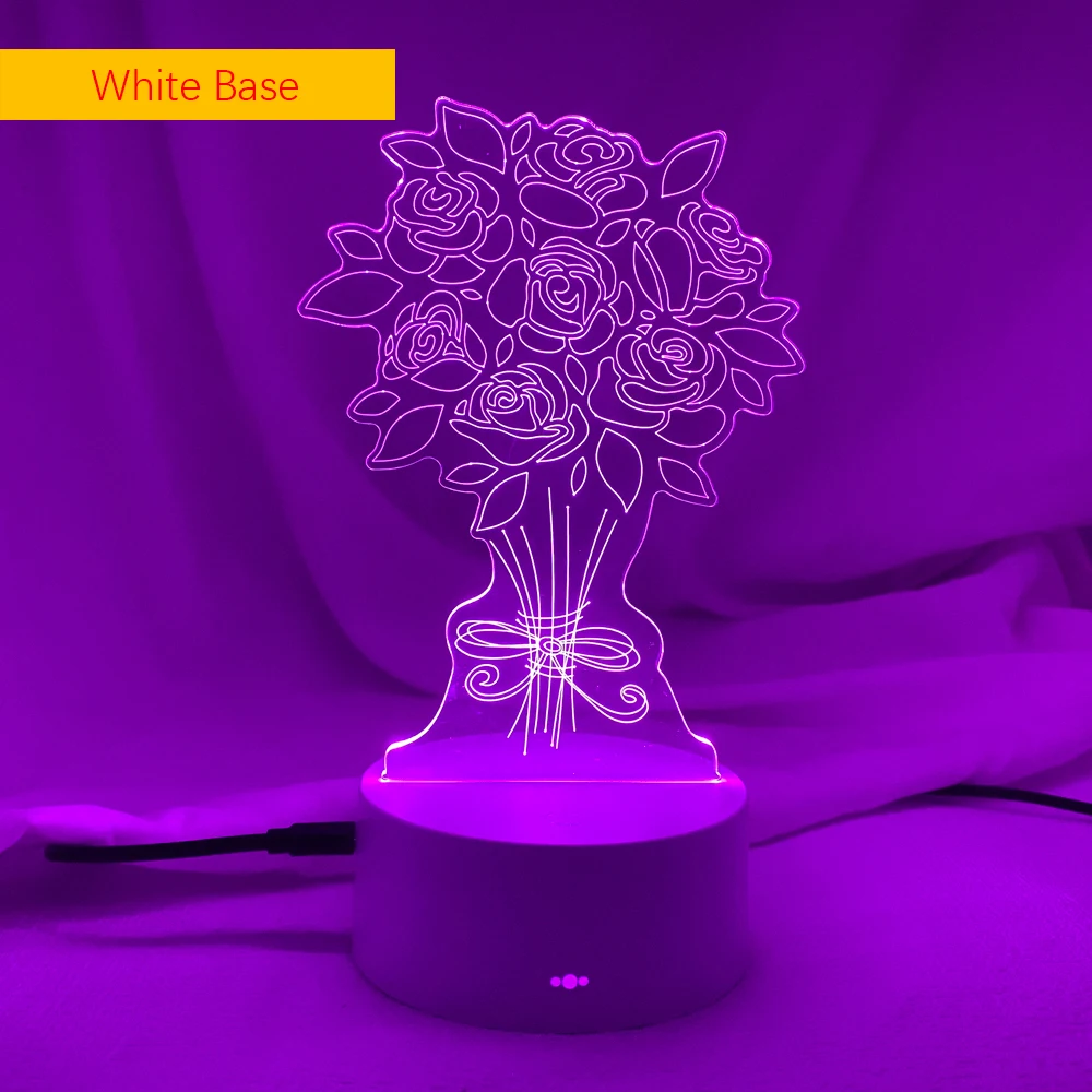 Description Picture 6 of itemNovelty night light 3D LED night lamp creative dining table bedside lamps romantic Rose flowers children home decoration gifts
