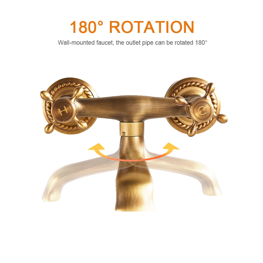 صنبور مطبخ نحاسي عتيق، خلاط مياه ساخنة وباردة، صنب...