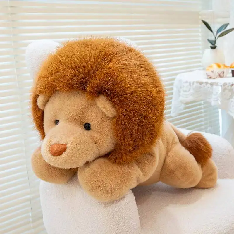 Poupée Lion assis et couché, jouet en peluche Kawaii, fait à la main, dessin animé, oreiller mignon, cadeau d'anniversaire pour enfants, dernière collection 3