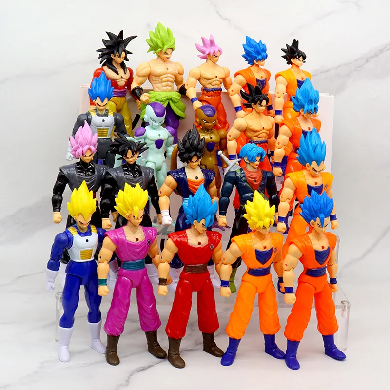 5Pcs/Set Anime Dragon Ball Son Goku Joint Moveable Black Hair Goku Action Figure Gk Statue Figurine Doll Model Toys Gifts