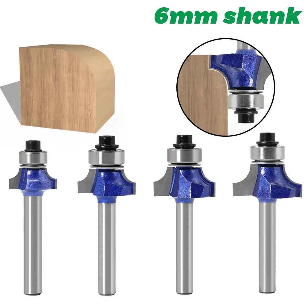 6mm Shank Corner Rounding Over Router Bit with Bearing Concave Radius Milling Cutters for Wood
