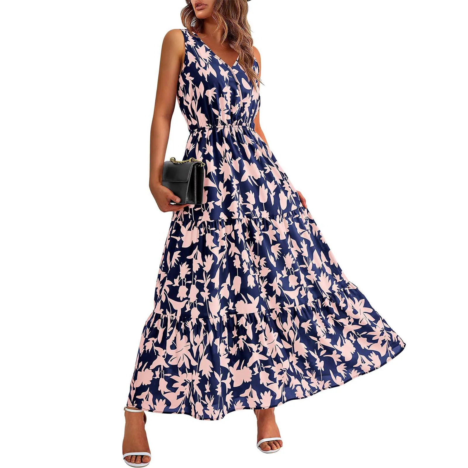 

Women'S Flowing Dresses Women'S Summer Dresses Casual Sleeveless Long Dresses Cute Floral Long Dresses Evening Dress New